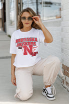 NEBRASKA CORNHUSKERS GAMEDAY GOALS BOXY FIT WOMEN'S CROP TEE