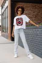 NEBRASKA CORNHUSKERS BASES LOADED BOXY FIT WOMEN'S CROP TEE