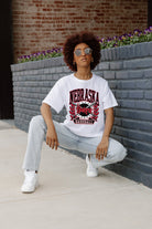 NEBRASKA CORNHUSKERS BASES LOADED BOXY FIT WOMEN'S CROP TEE