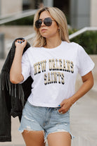 NEW ORLEANS SAINTS CLAIM TO FAME BOXY FIT WOMEN'S CROPPED TEE