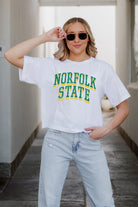 NORFOLK STATE SPARTANS CLAIM TO FAME BOXY FIT WOMEN'S CROPPED TEE