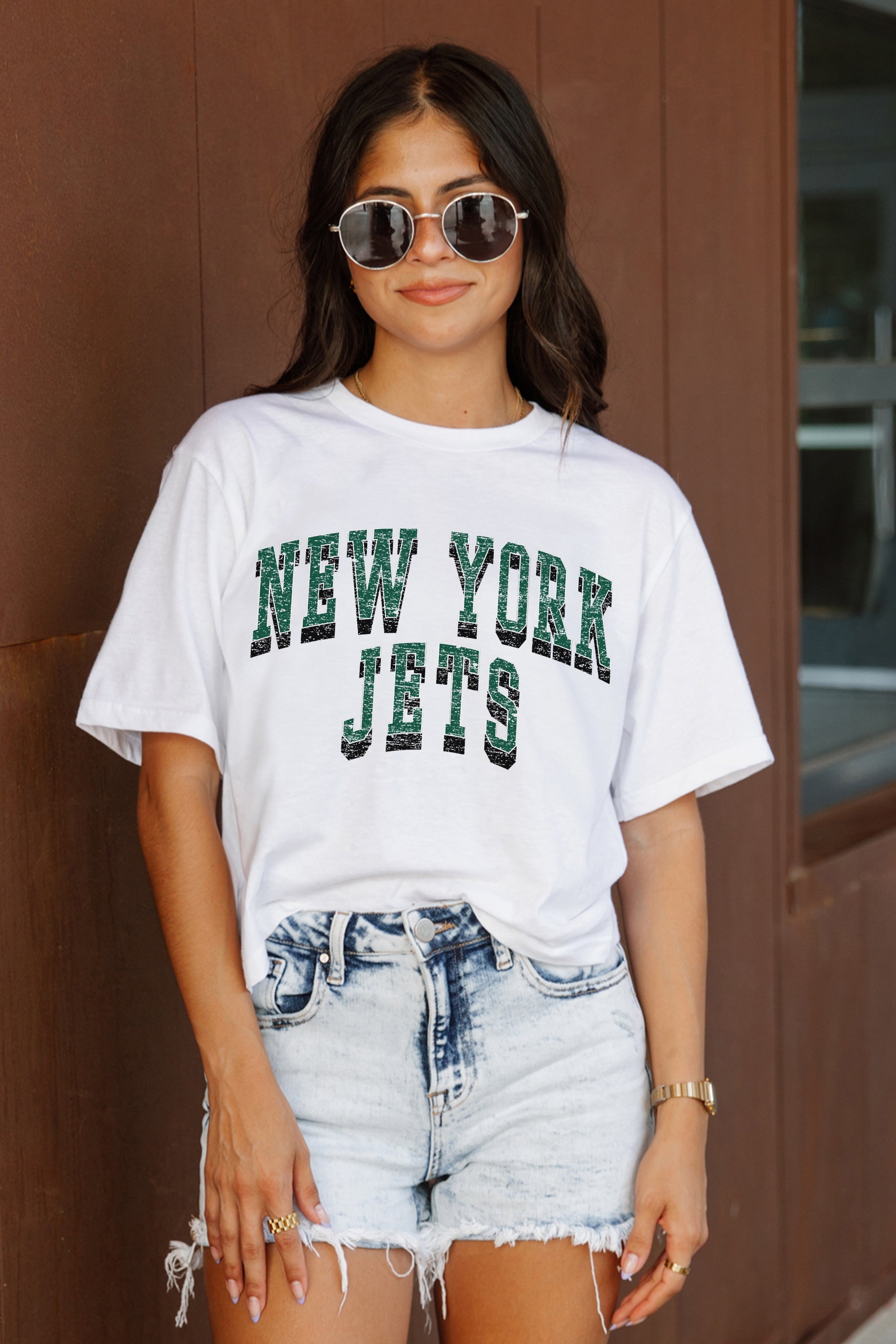 NEW YORK JETS CLAIM TO FAME BOXY FIT WOMEN'S CROPPED TEE