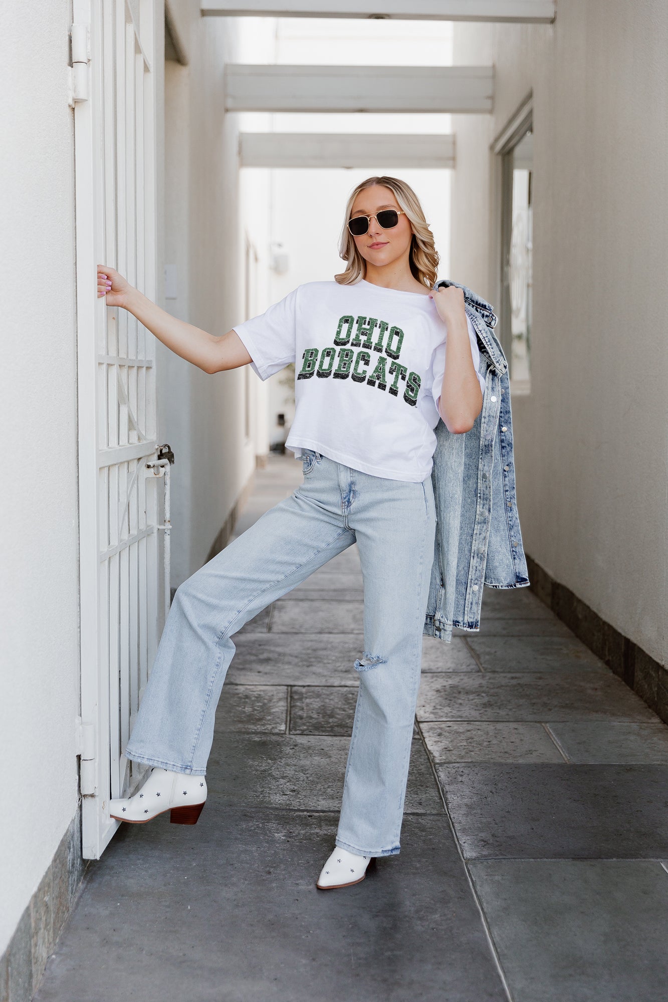 OHIO BOBCATS CLAIM TO FAME BOXY FIT WOMEN'S CROPPED TEE