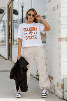 OKLAHOMA STATE COWBOYS TO THE POINT BOXY FIT WOMEN'S CROP TEE