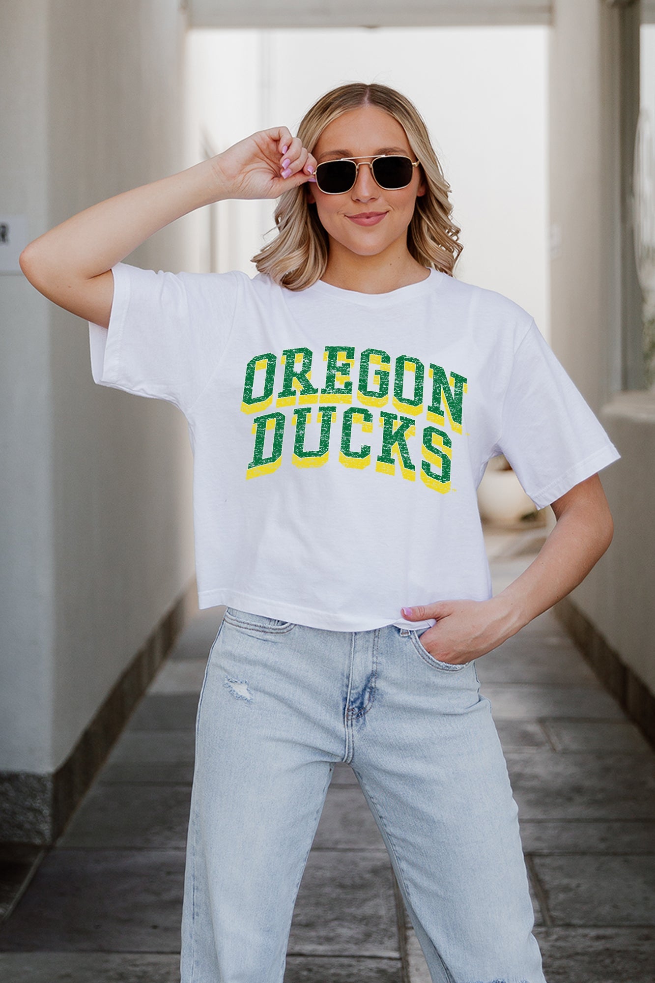 OREGON DUCKS CLAIM TO FAME BOXY FIT WOMEN'S CROPPED TEE