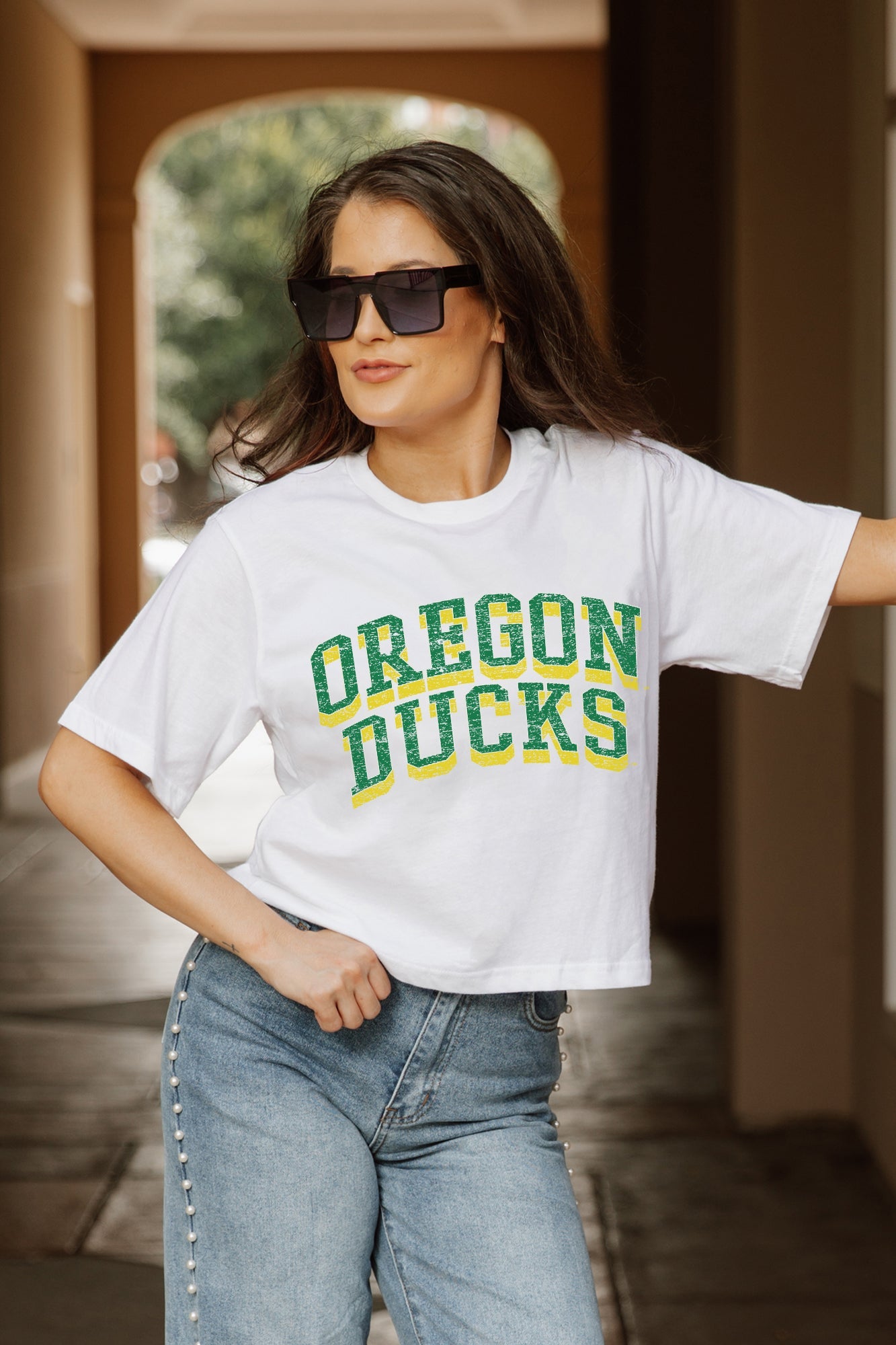 OREGON DUCKS CLAIM TO FAME BOXY FIT WOMEN'S CROPPED TEE