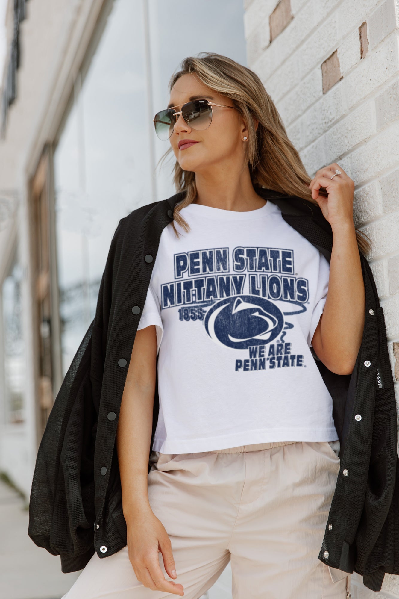 PENN STATE NITTANY LIONS GAMEDAY GOALS BOXY FIT WOMEN'S CROP TEE