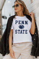 PENN STATE NITTANY LIONS TO THE POINT BOXY FIT WOMEN'S CROP TEE