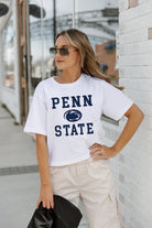 PENN STATE NITTANY LIONS TO THE POINT BOXY FIT WOMEN'S CROP TEE