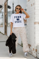 PENN STATE NITTANY LIONS TO THE POINT BOXY FIT WOMEN'S CROP TEE