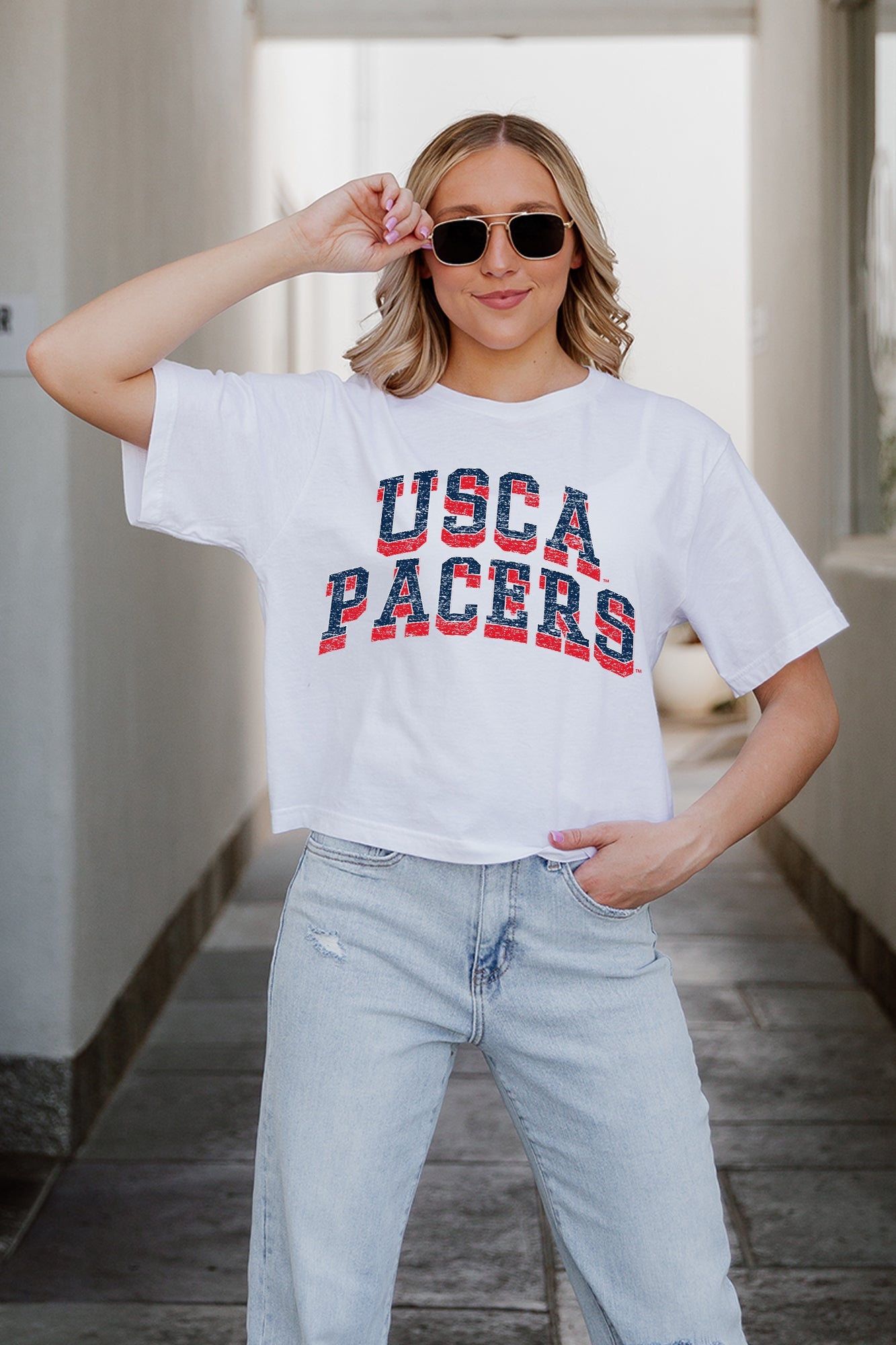 SOUTH CAROLINA AIKEN PACERS CLAIM TO FAME BOXY FIT WOMEN'S CROPPED TEE