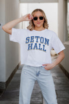 SETON HALL PIRATES CLAIM TO FAME BOXY FIT WOMEN'S CROPPED TEE