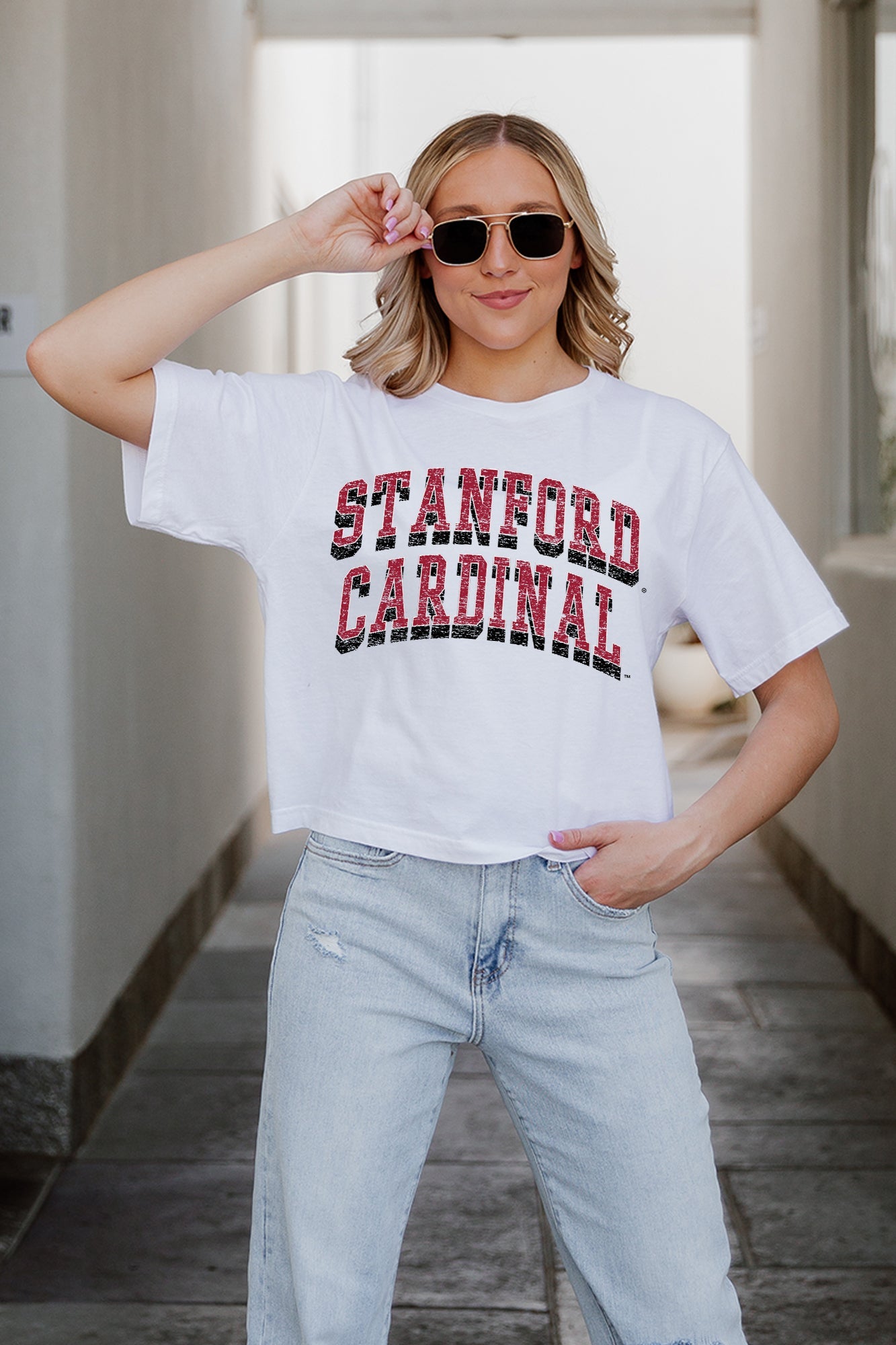 STANFORD CARDINAL CLAIM TO FAME BOXY FIT WOMEN'S CROPPED TEE