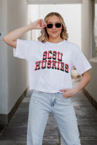 ST. CLOUD STATE HUSKIES CLAIM TO FAME BOXY FIT WOMEN'S CROPPED TEE