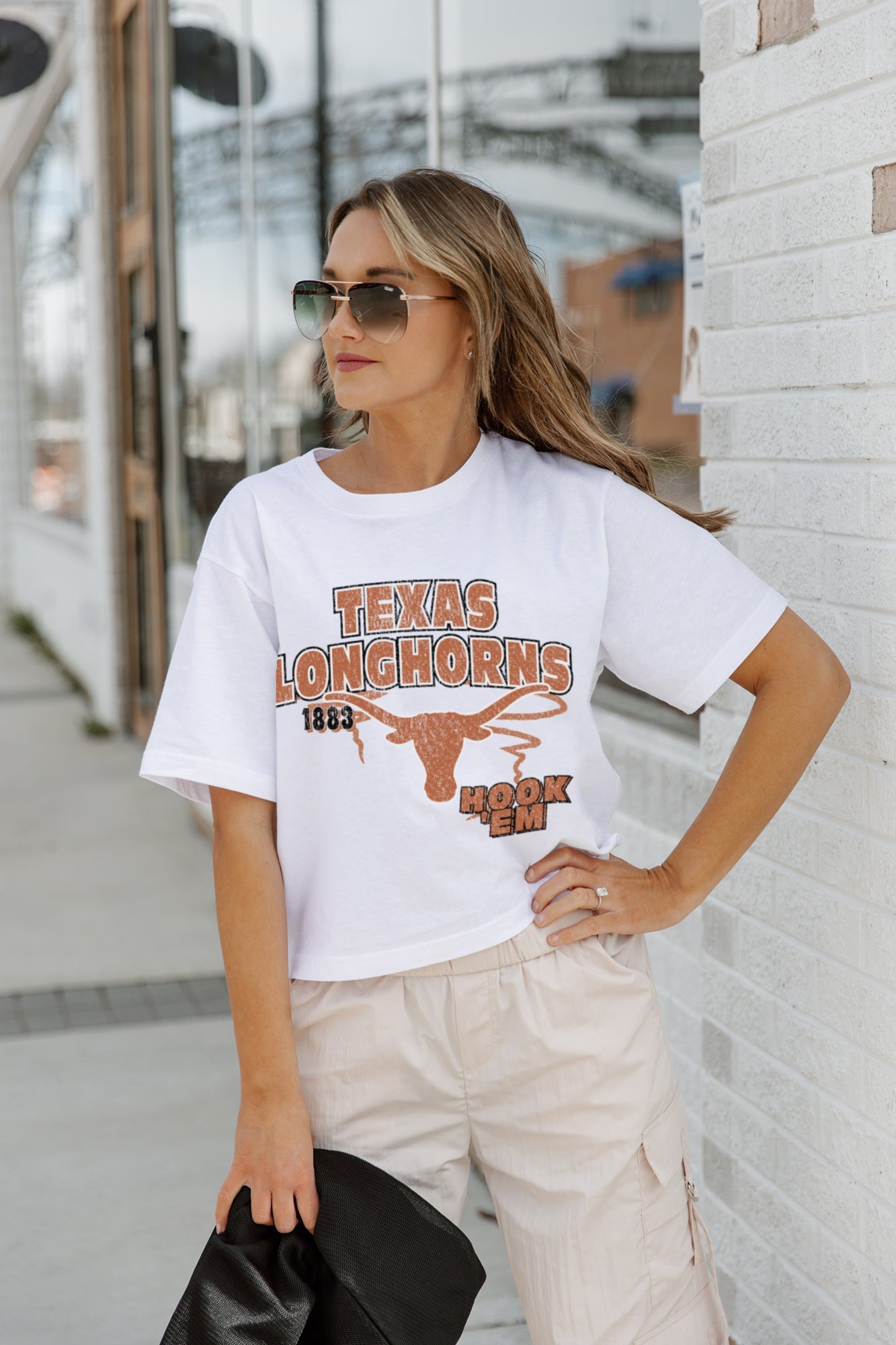 TEXAS LONGHORNS GAMEDAY GOALS BOXY FIT WOMEN'S CROP TEE