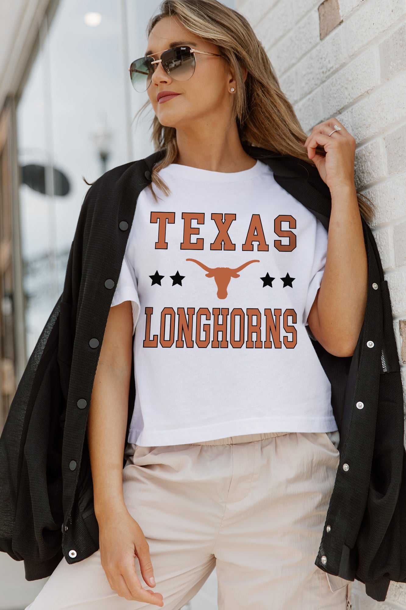 TEXAS LONGHORNS TO THE POINT BOXY FIT WOMEN'S CROP TEE