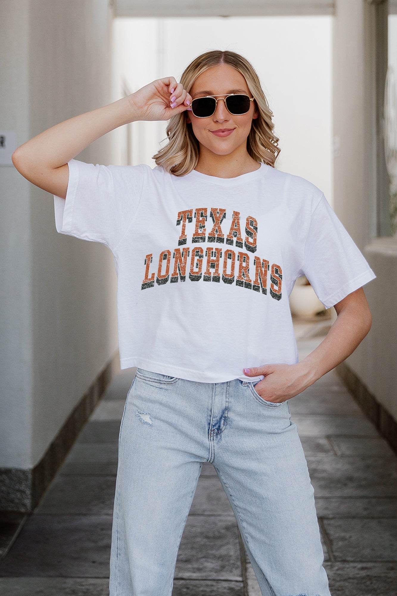 TEXAS LONGHORNS CLAIM TO FAME BOXY FIT WOMEN'S CROPPED TEE