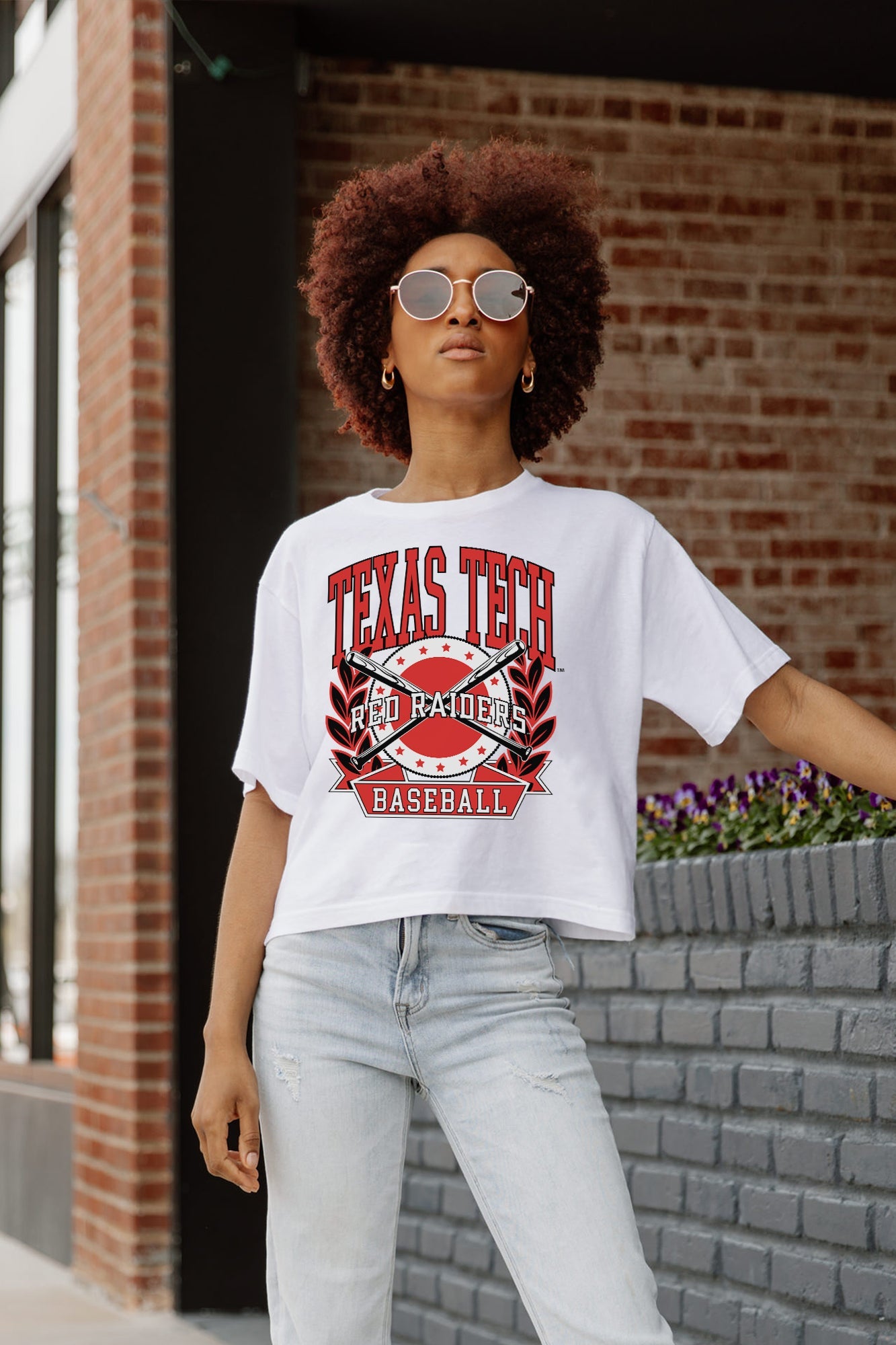 TEXAS TECH RED RAIDERS BASES LOADED BOXY FIT WOMEN'S CROP TEE