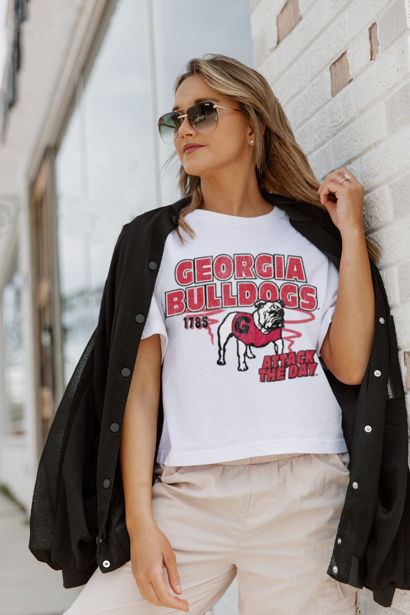 GEORGIA BULLDOGS GAMEDAY GOALS BOXY FIT WOMEN'S CROP TEE