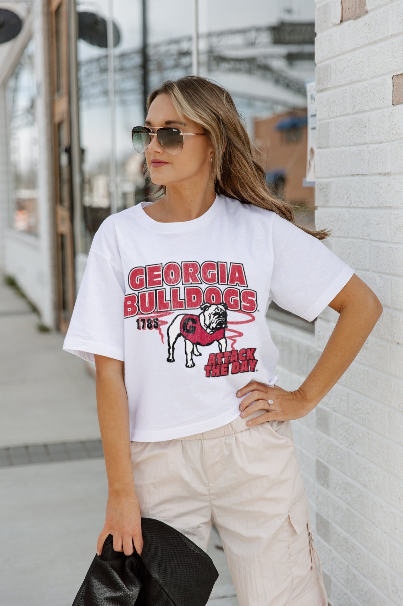 GEORGIA BULLDOGS GAMEDAY GOALS BOXY FIT WOMEN'S CROP TEE