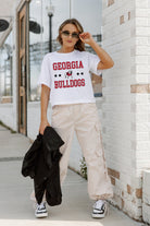 GEORGIA BULLDOGS TO THE POINT BOXY FIT WOMEN'S CROP TEE