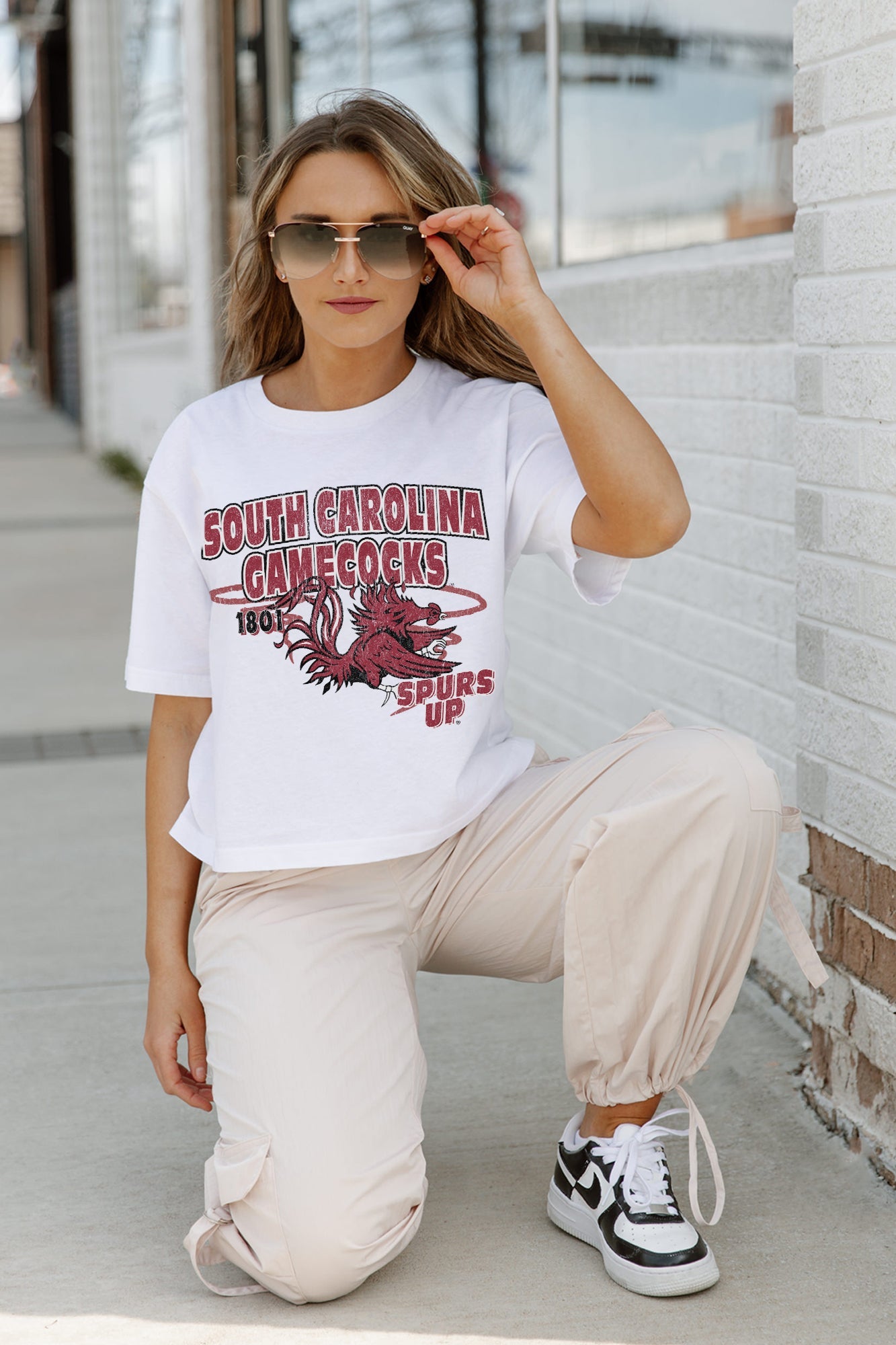 SOUTH CAROLINA GAMECOCKS GAMEDAY GOALS BOXY FIT WOMEN'S CROP TEE