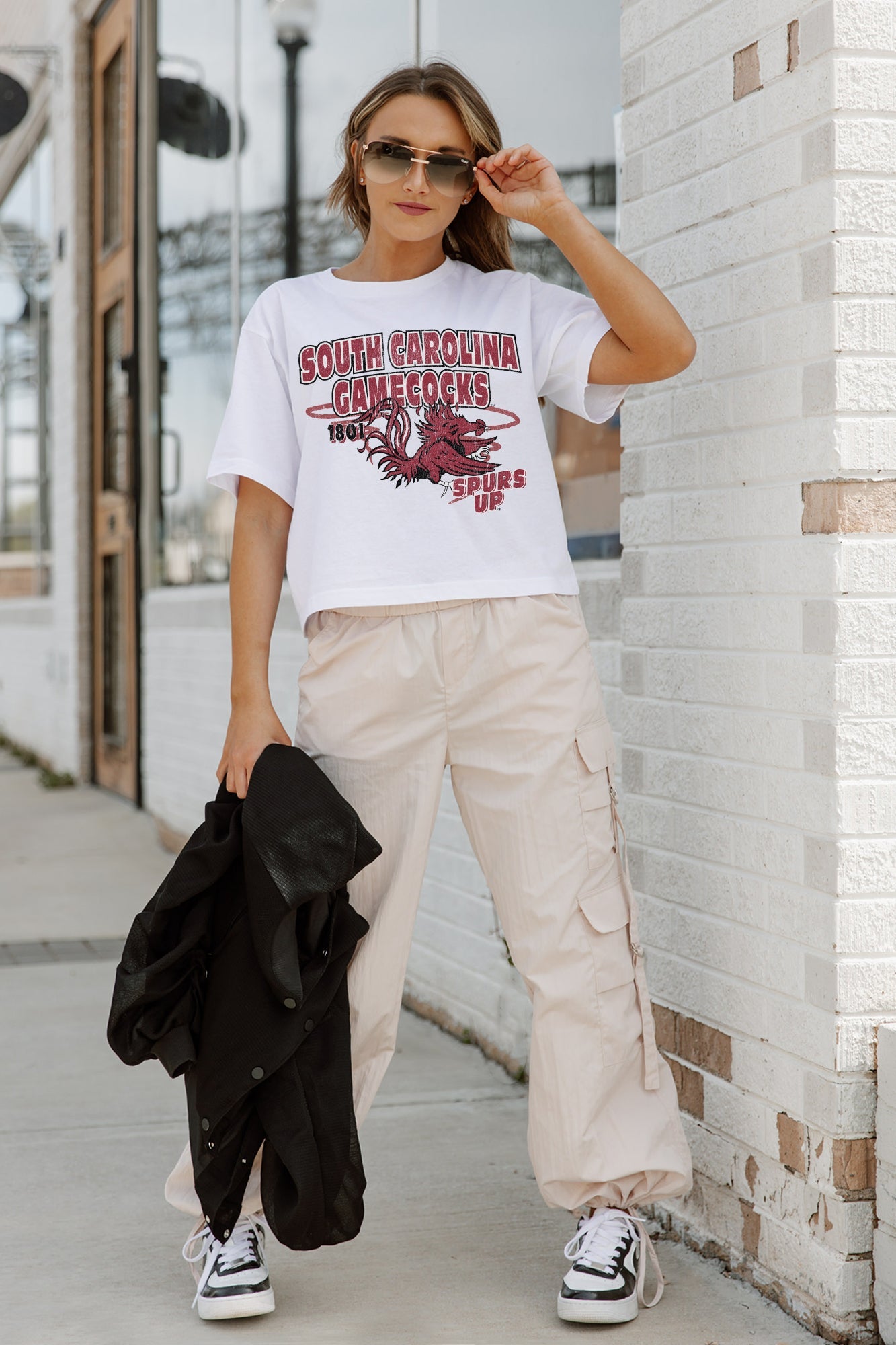 SOUTH CAROLINA GAMECOCKS GAMEDAY GOALS BOXY FIT WOMEN'S CROP TEE