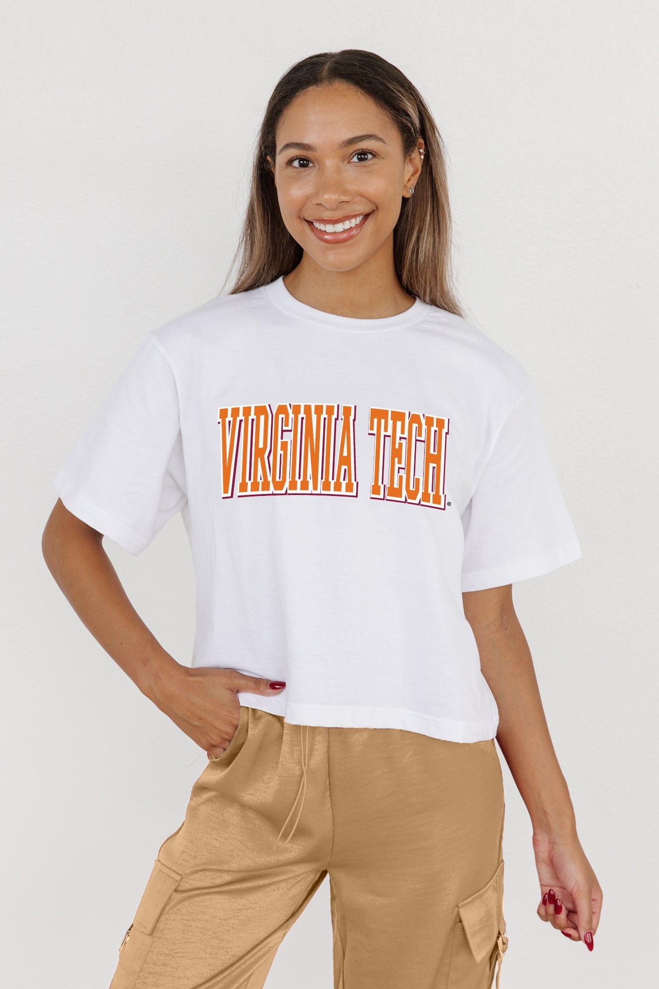 VIRGINIA TECH HOKIES ALL-STAR APPEAL BOXY FIT WOMEN'S CROPPED TEE BY MADI PREWETT TROUTT