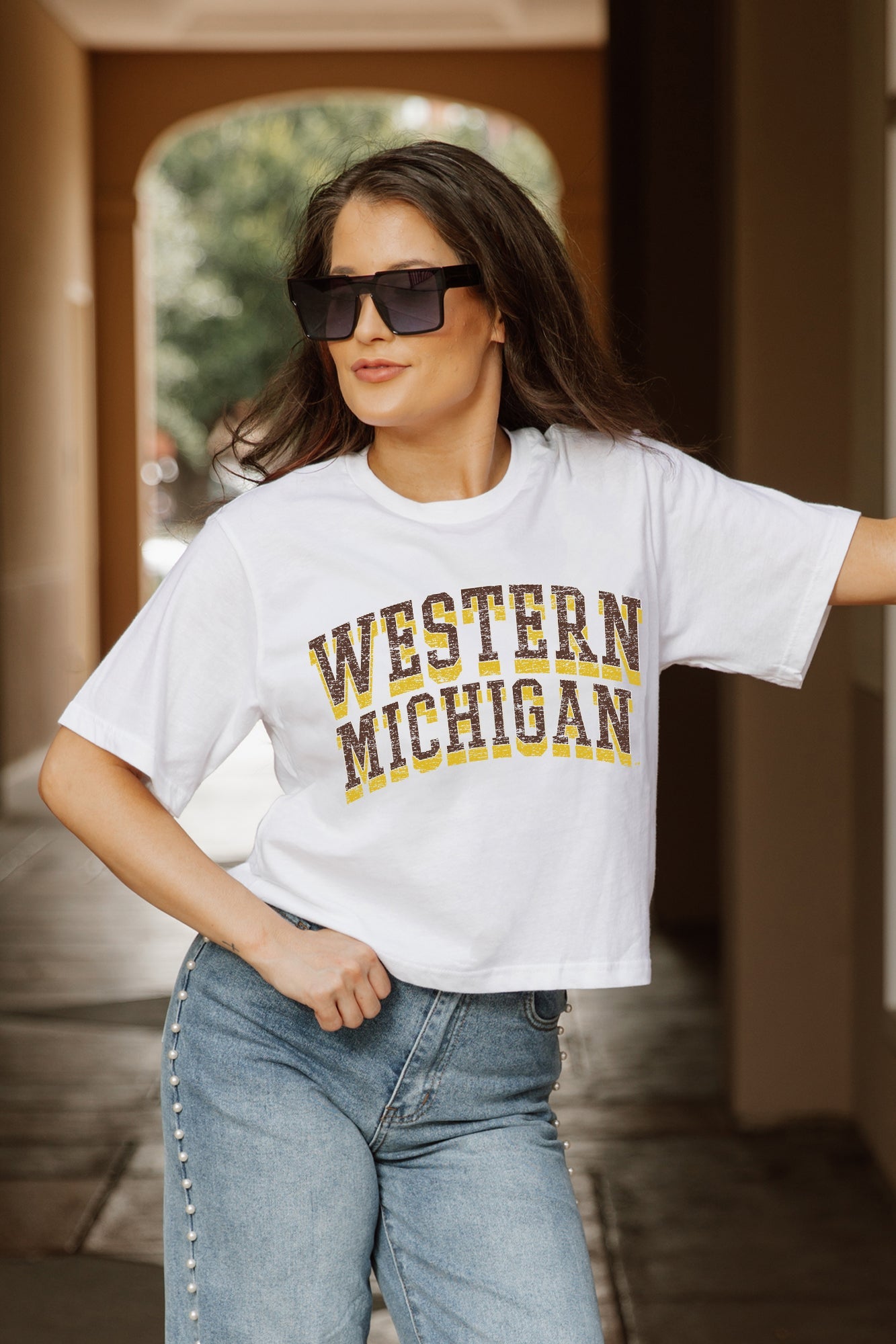 WESTERN MICHIGAN BRONCOS CLAIM TO FAME BOXY FIT WOMEN'S CROPPED TEE