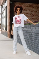 WASHINGTON STATE COUGARS BASES LOADED BOXY FIT WOMEN'S CROP TEE