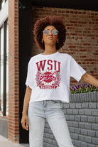 WASHINGTON STATE COUGARS BASES LOADED BOXY FIT WOMEN'S CROP TEE