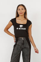 KANSAS STATE WILDCATS LEGACY LOOK ROUND NECK 90'S CROP TEE BY MADI PREWETT TROUTT