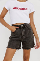 ARKANSAS RAZORBACKS VICTORY MARCH CLASSIC 90'S SHORT SLEEVE BABY CROP TEE BY MADI PREWETT TROUTT