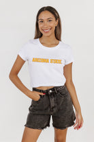 ARIZONA STATE SUN DEVILS VICTORY MARCH CLASSIC 90'S SHORT SLEEVE BABY CROP TEE BY MADI PREWETT TROUTT