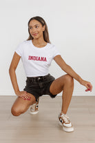 INDIANA HOOSIERS VICTORY MARCH CLASSIC 90'S SHORT SLEEVE BABY CROP TEE BY MADI PREWETT TROUTT