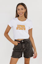 IOWA STATE CYCLONES VICTORY MARCH CLASSIC 90'S SHORT SLEEVE BABY CROP TEE BY MADI PREWETT TROUTT