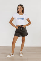 KENTUCKY WILDCATS VICTORY MARCH CLASSIC 90'S SHORT SLEEVE BABY CROP TEE BY MADI PREWETT TROUTT