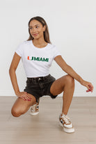 MIAMI HURRICANES VICTORY MARCH CLASSIC 90'S SHORT SLEEVE BABY CROP TEE BY MADI PREWETT TROUTT