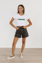 MIAMI HURRICANES VICTORY MARCH CLASSIC 90'S SHORT SLEEVE BABY CROP TEE BY MADI PREWETT TROUTT