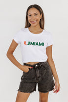 MIAMI HURRICANES VICTORY MARCH CLASSIC 90'S SHORT SLEEVE BABY CROP TEE BY MADI PREWETT TROUTT