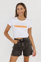 TENNESSEE VOLUNTEERS VICTORY MARCH CLASSIC 90'S SHORT SLEEVE BABY CROP TEE BY MADI PREWETT TROUTT