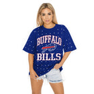 BUFFALO BILLS IN THE ZONE OVERSIZED ALL-OVER RHINESTONE SHORT SLEEVE GAMEDAY TEE