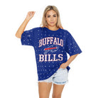 BUFFALO BILLS IN THE ZONE OVERSIZED ALL-OVER RHINESTONE SHORT SLEEVE GAMEDAY TEE