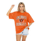 CINCINNATI BENGALS IN THE ZONE OVERSIZED ALL-OVER RHINESTONE SHORT SLEEVE GAMEDAY TEE