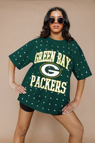 GREEN BAY PACKERS IN THE ZONE OVERSIZED ALL-OVER RHINESTONE SHORT SLEEVE GAMEDAY TEE