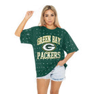 GREEN BAY PACKERS IN THE ZONE OVERSIZED ALL-OVER RHINESTONE SHORT SLEEVE GAMEDAY TEE