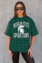 MICHIGAN STATE SPARTANS IN THE ZONE OVERSIZED ALL-OVER RHINESTONE SHORT SLEEVE GAMEDAY TEE