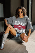 ARKANSAS RAZORBACKS ON THE BALL MINI RHINESTONE SHORT SLEEVE CLASSIC TEE