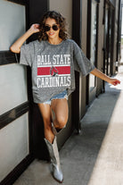 BALL STATE CARDINALS ON THE BALL MINI RHINESTONE SHORT SLEEVE CLASSIC TEE