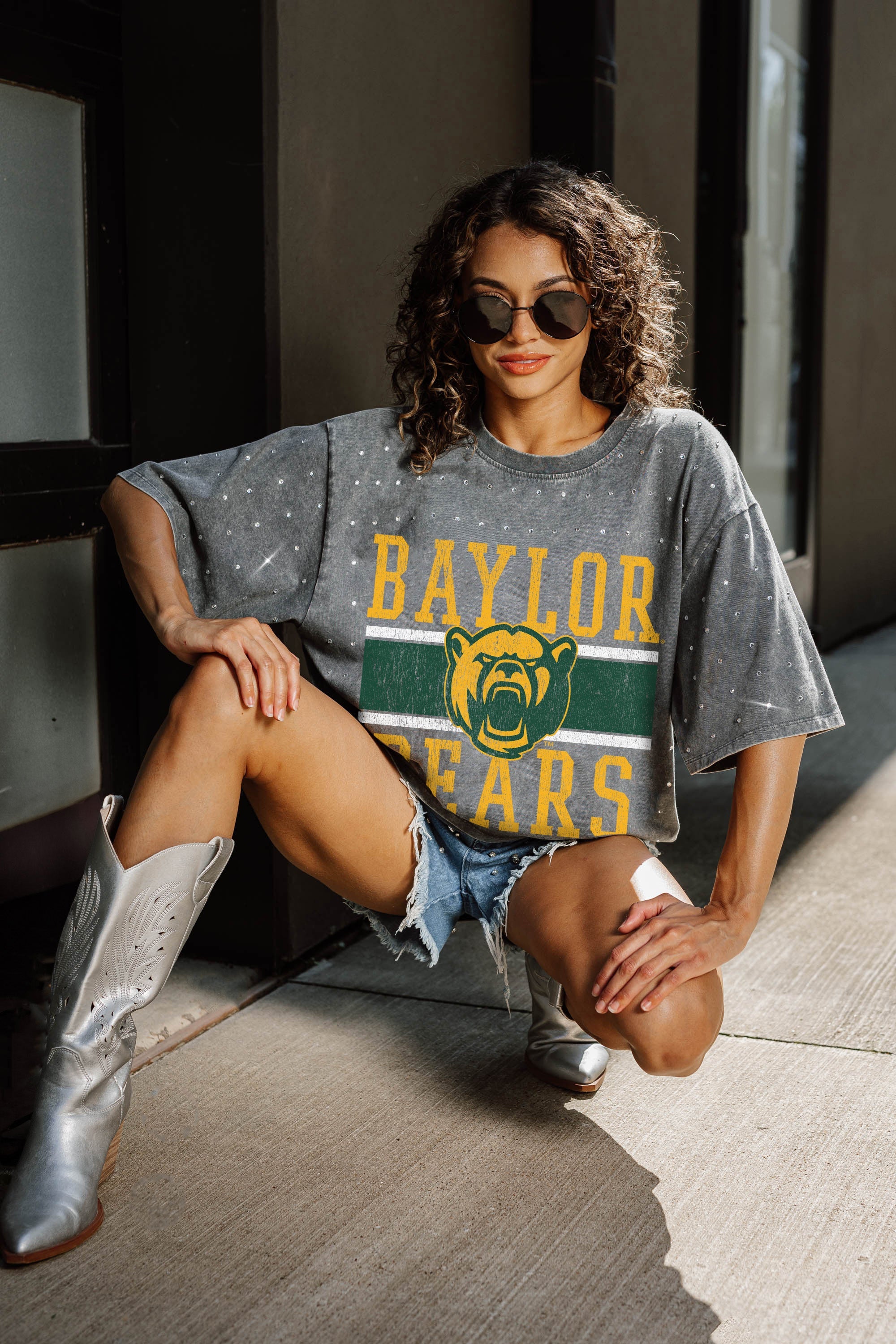 BAYLOR BEARS ON THE BALL MINI RHINESTONE SHORT SLEEVE CLASSIC TEE